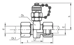 Druckanschluss mit drehbarem Anschluss Kegel 24° gemäß DIN 2353